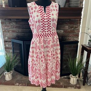 Talbots Red & White cute sleeveless summer dress